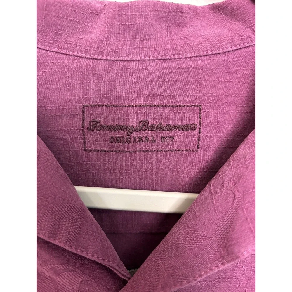 Vintage Rare Tommy Bahama Sips Ahoy Silk shirt embroidered Mens S Wine Floral